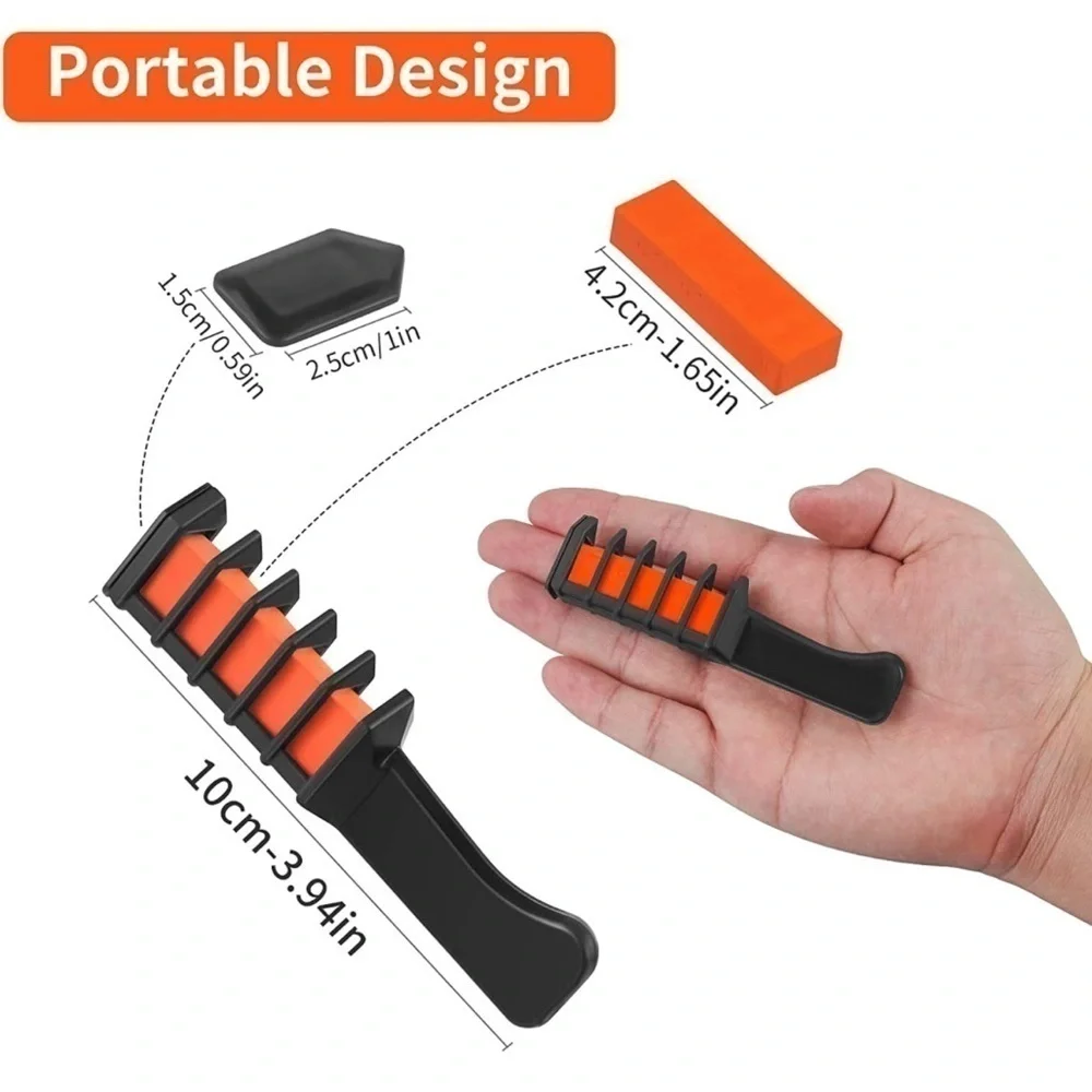 Orange Temporary Hair Chalk Comb, 6 Color Washable Hair Chalk Set Cosplay